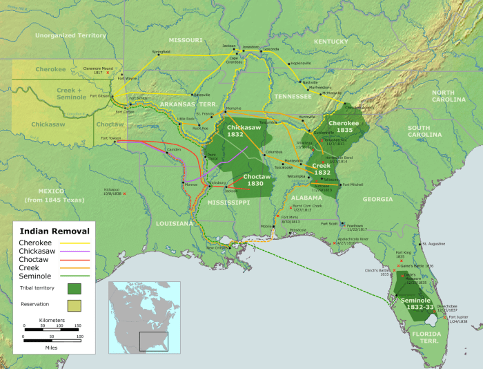 Trail of Tears Map, Showing Indian Removals, 1830-1838.
